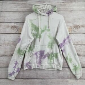 John Elliott Hoodie Mens 1 White Green Purple Tie-Dye Cotton French Terry‎